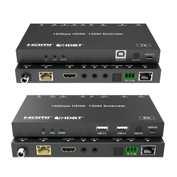 100M 18GB HDBaseT HDMI 2.0 Extender Kit w USB2, ARC return via HDMI, 4K2K@60 444